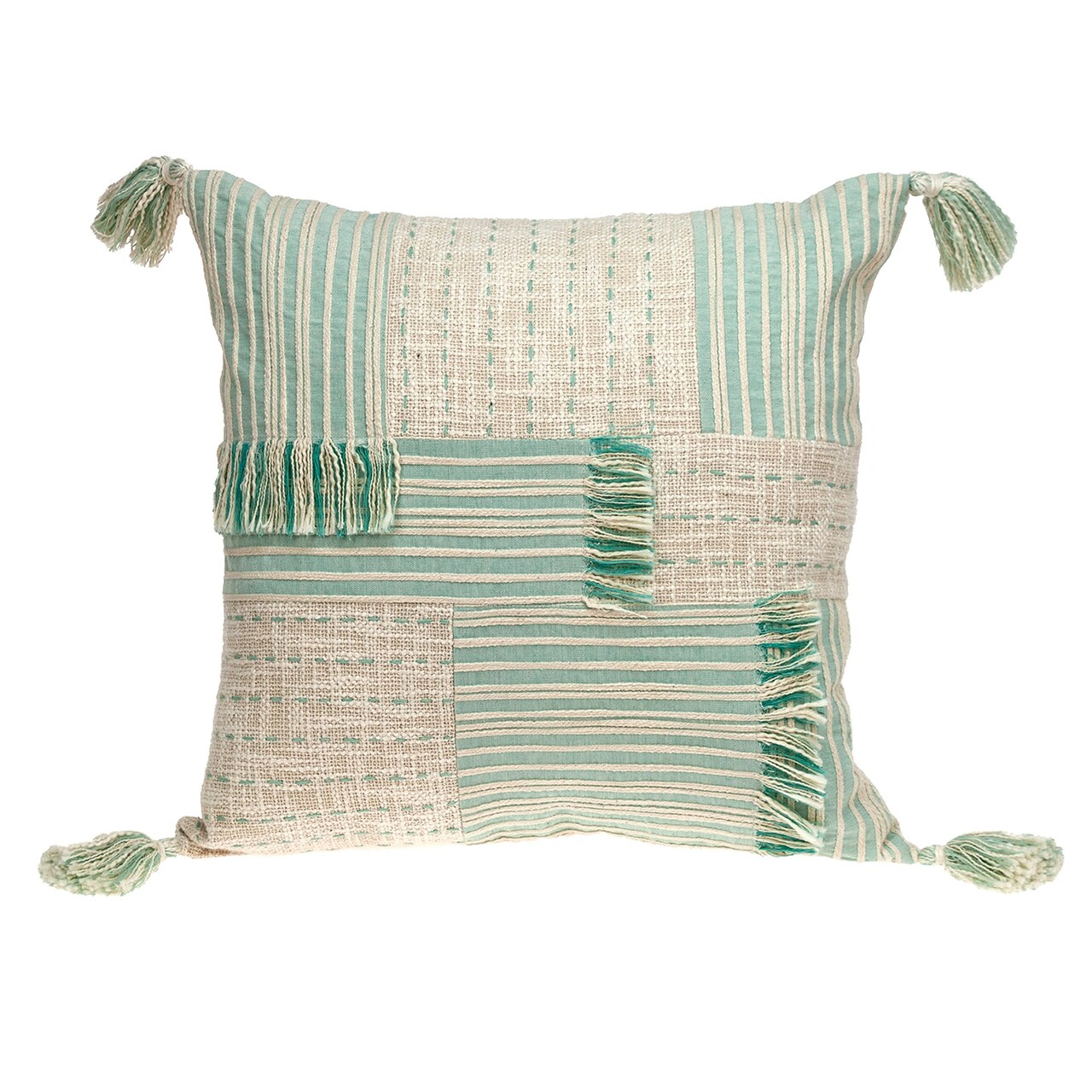 Nassau Collection 20" Cream and Mint Transitional Throw Pillow
